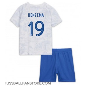 Frankreich Karim Benzema #19 Replik Auswärtstrikot Kinder WM 2022 Kurzarm (+ Kurze Hosen)